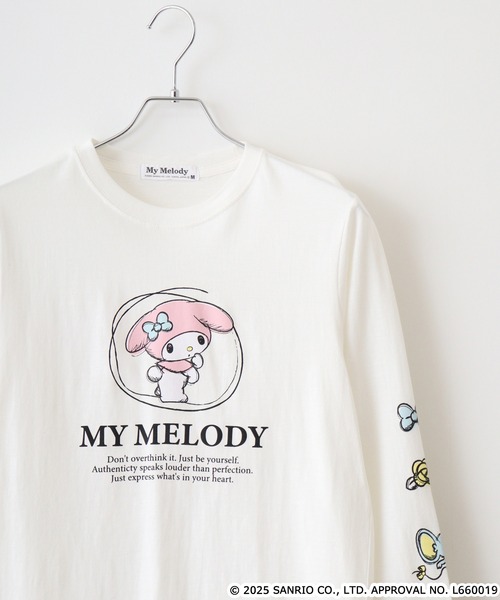 sanrio(サンリオ)の「サンリオキャラクターズ 天竺長袖Tシャツ(Tシャツ/カットソー・メンズ・レッド/ローズ/ネイビー/オフホワイト/ブラック/ホワイト系その他/ホワイト/ピンクベージュ/チャコール/ライトパープル/オートミール/ブラック系・LL/M/L)」の2枚目の写真