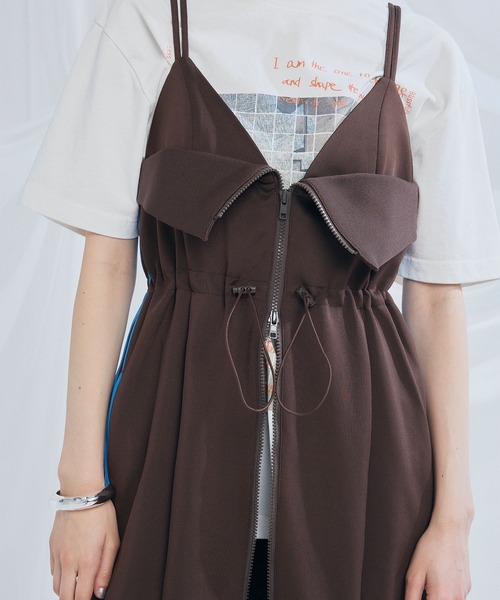 ELLEgirl（エルガール）の「トラックジャージキャミワンピース【ELLEgirl/エルガール】（ワンピース・レディース・ネイビー/ダークブラウン/ブラック・FREE）」の4枚目の写真