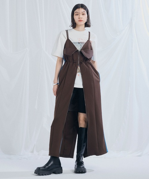 ELLEgirl（エルガール）の「トラックジャージキャミワンピース【ELLEgirl/エルガール】（ワンピース・レディース・ネイビー/ダークブラウン/ブラック・FREE）」の11枚目の写真