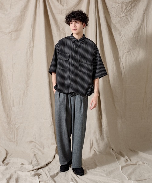 WETTEMPT（ウィテンプト）の「DUNGAREE STRIPE DRAW CORD SHIRT /ダンガリーストライプドローコードシャツ（シャツ/ブラウス・メンズ・ブラック/ブルー/インディゴブルー・SMALL/MEDIUM/LARGE）」の11枚目の写真