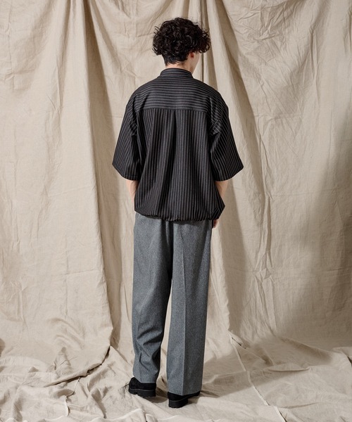 WETTEMPT（ウィテンプト）の「DUNGAREE STRIPE DRAW CORD SHIRT /ダンガリーストライプドローコードシャツ（シャツ/ブラウス・メンズ・ブラック/ブルー/インディゴブルー・SMALL/MEDIUM/LARGE）」の12枚目の写真