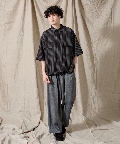 WETTEMPT（ウィテンプト）の「DUNGAREE STRIPE DRAW CORD SHIRT /ダンガリーストライプドローコードシャツ（シャツ/ブラウス・メンズ・ブラック/ブルー/インディゴブルー・SMALL/MEDIUM/LARGE）」の13枚目の写真