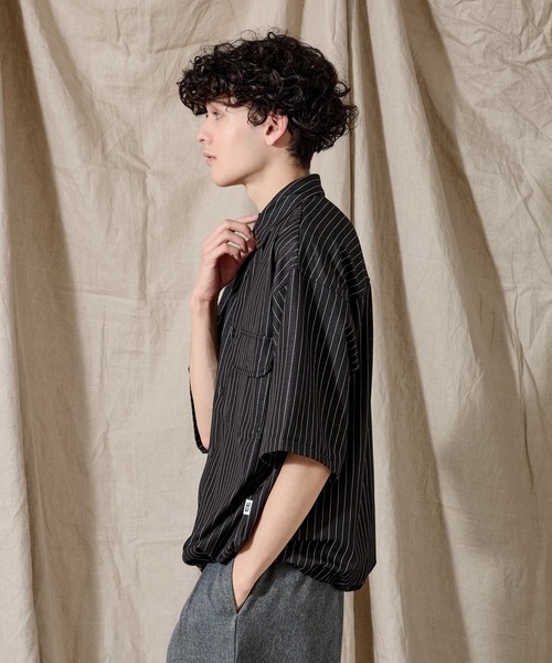 WETTEMPT（ウィテンプト）の「DUNGAREE STRIPE DRAW CORD SHIRT /ダンガリーストライプドローコードシャツ（シャツ/ブラウス・メンズ・ブラック/ブルー/インディゴブルー・SMALL/MEDIUM/LARGE）」の9枚目の写真