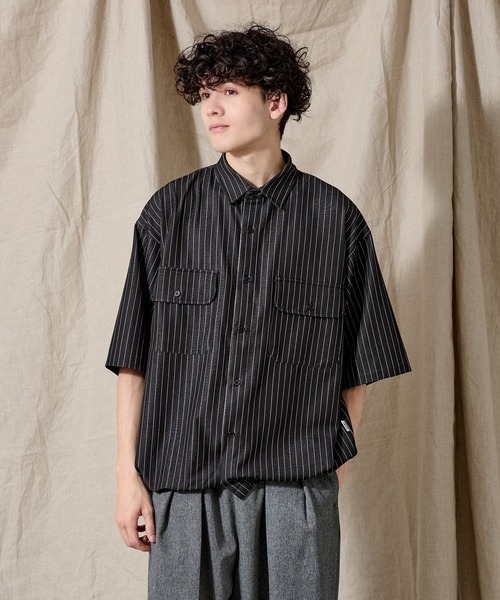 WETTEMPT（ウィテンプト）の「DUNGAREE STRIPE DRAW CORD SHIRT /ダンガリーストライプドローコードシャツ（シャツ/ブラウス・メンズ・ブラック/ブルー/インディゴブルー・SMALL/MEDIUM/LARGE）」の7枚目の写真