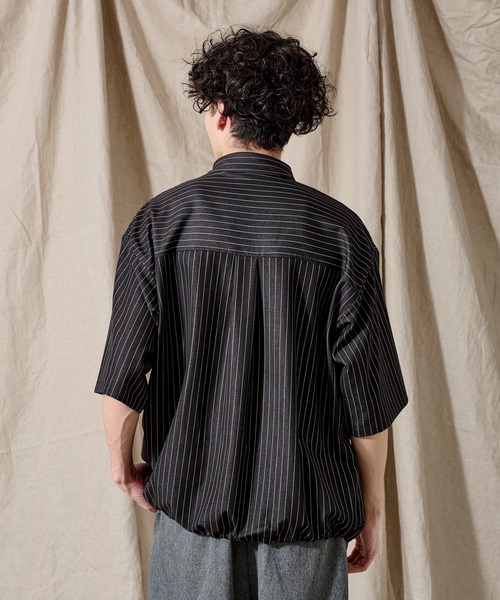 WETTEMPT（ウィテンプト）の「DUNGAREE STRIPE DRAW CORD SHIRT /ダンガリーストライプドローコードシャツ（シャツ/ブラウス・メンズ・ブラック/ブルー/インディゴブルー・SMALL/MEDIUM/LARGE）」の10枚目の写真