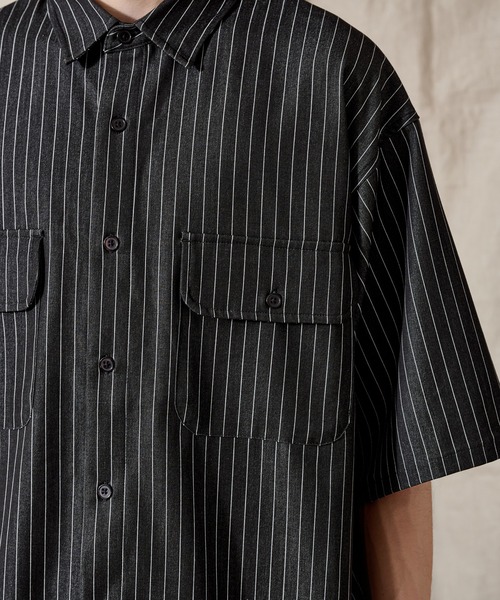 WETTEMPT（ウィテンプト）の「DUNGAREE STRIPE DRAW CORD SHIRT /ダンガリーストライプドローコードシャツ（シャツ/ブラウス・メンズ・ブラック/ブルー/インディゴブルー・SMALL/MEDIUM/LARGE）」の16枚目の写真