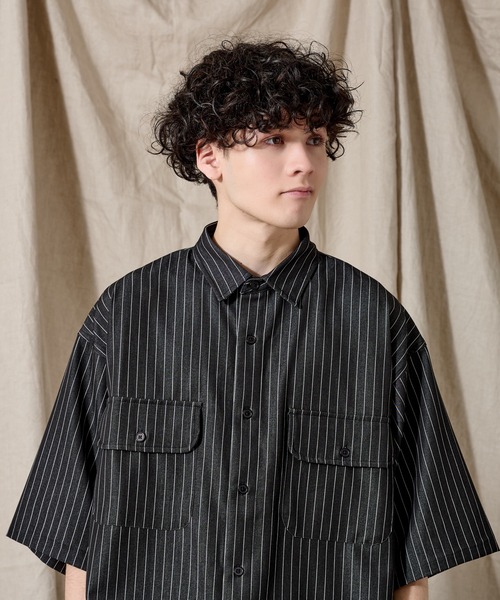 WETTEMPT（ウィテンプト）の「DUNGAREE STRIPE DRAW CORD SHIRT /ダンガリーストライプドローコードシャツ（シャツ/ブラウス・メンズ・ブラック/ブルー/インディゴブルー・SMALL/MEDIUM/LARGE）」の15枚目の写真