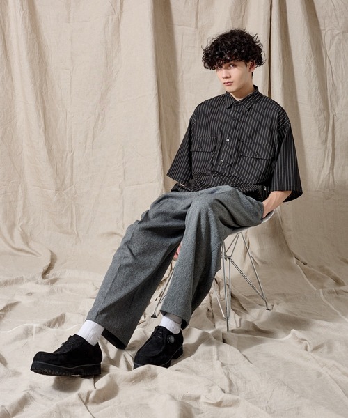 WETTEMPT（ウィテンプト）の「DUNGAREE STRIPE DRAW CORD SHIRT /ダンガリーストライプドローコードシャツ（シャツ/ブラウス・メンズ・ブラック/ブルー/インディゴブルー・SMALL/MEDIUM/LARGE）」の18枚目の写真