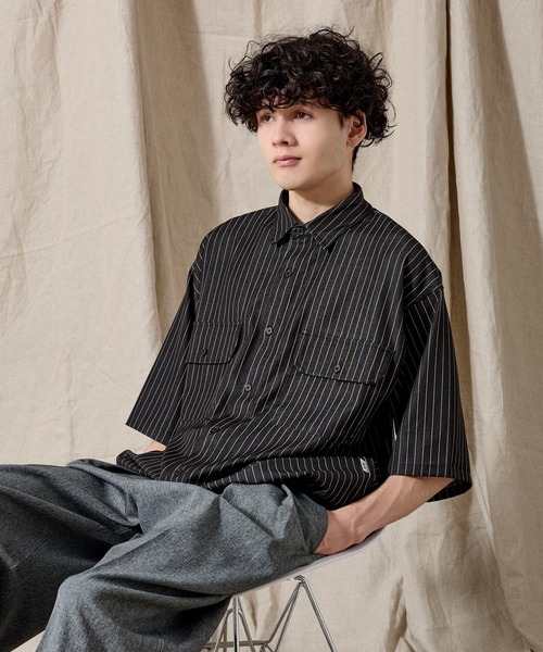 WETTEMPT（ウィテンプト）の「DUNGAREE STRIPE DRAW CORD SHIRT /ダンガリーストライプドローコードシャツ（シャツ/ブラウス・メンズ・ブラック/ブルー/インディゴブルー・SMALL/MEDIUM/LARGE）」の20枚目の写真