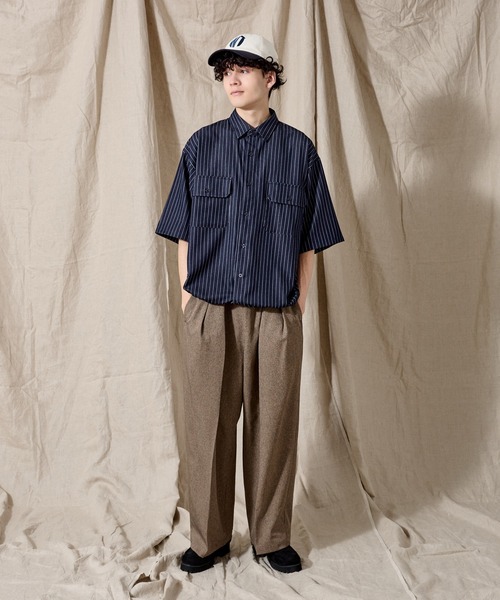 DUNGAREE STRIPE DRAW CORD SHIRT /ダンガリーストライプドローコード
