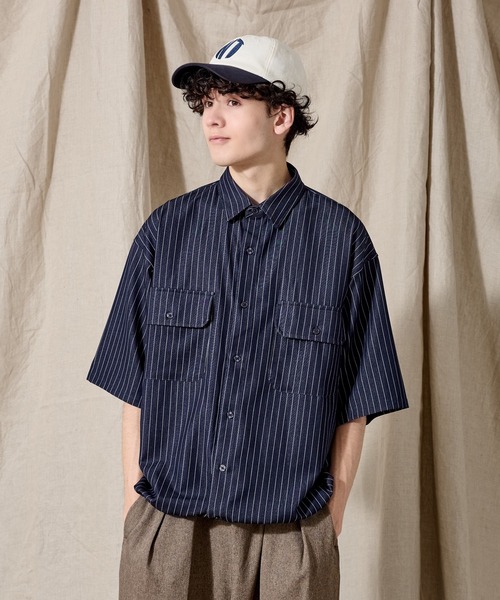 WETTEMPT（ウィテンプト）の「DUNGAREE STRIPE DRAW CORD SHIRT /ダンガリーストライプドローコードシャツ（シャツ/ブラウス・メンズ・ブラック/ブルー/インディゴブルー・SMALL/MEDIUM/LARGE）」の22枚目の写真