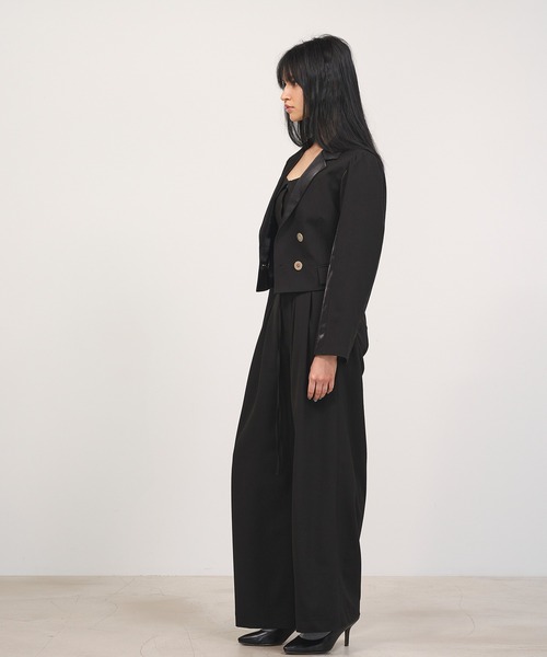 Nora Lily elle(ノラリリーエル)の「【Nora Lily】「elle」Classical Satin Switching Jacket(テーラードジャケット・レディース・ブラック/ヘザーグレー・FREE)」の5枚目の写真