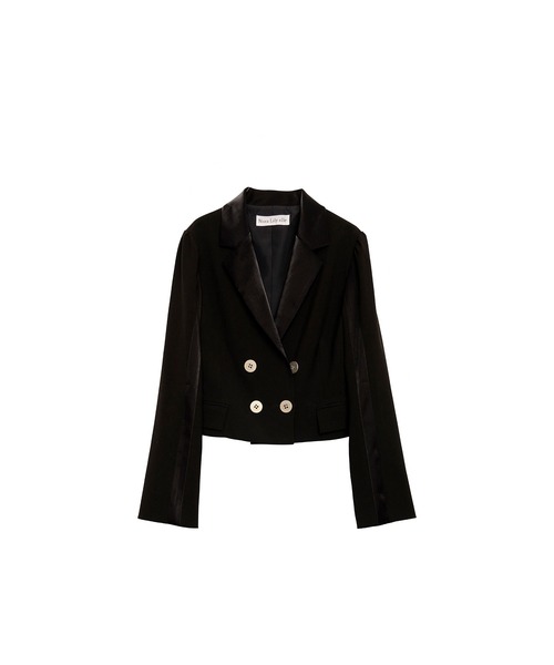 Nora Lily elle(ノラリリーエル)の「【Nora Lily】「elle」Classical Satin Switching Jacket(テーラードジャケット・レディース・ブラック/ヘザーグレー・FREE)」の7枚目の写真