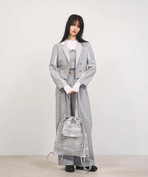 Nora Lily elle(ノラリリーエル)の「【Nora Lily】「elle」Classical Satin Switching Jacket(テーラードジャケット・レディース・ブラック/ヘザーグレー・FREE)」の10枚目の写真