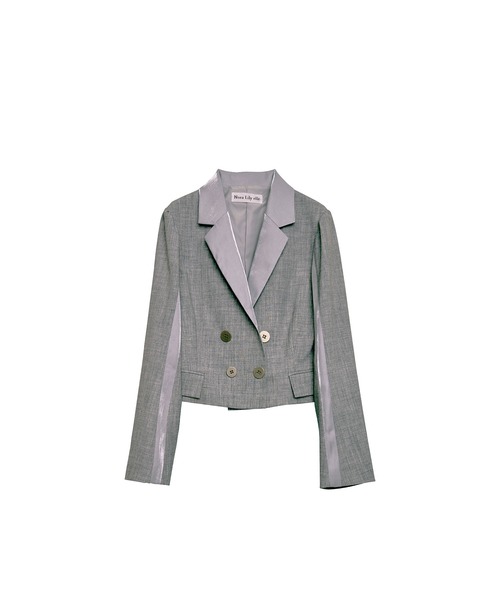 Nora Lily elle(ノラリリーエル)の「【Nora Lily】「elle」Classical Satin Switching Jacket(テーラードジャケット・レディース・ブラック/ヘザーグレー・FREE)」の13枚目の写真