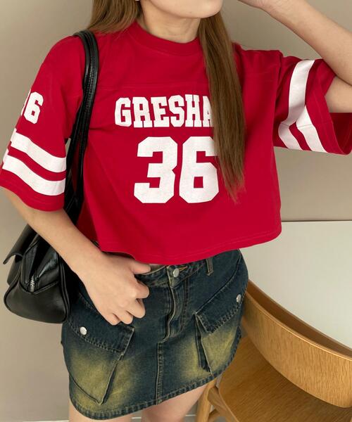 WEGO（ウィゴー）の「WEGO/ナンバリングショートT（Tシャツ/カットソー・レディース・レッド/ホワイト/ネイビー・SMALL/MEDIUM）」の3枚目の写真