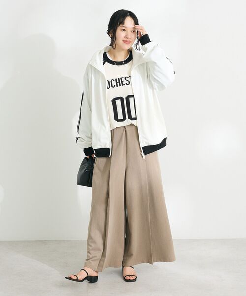 CRAFT STANDARD BOUTIQUE（クラフトスタンダードブティック）の「【DRY-MIX】吸水速乾/UVケア/抗ピル トラックジャケット（ブルゾン・レディース・グレイッシュベージュ/オフホワイト/ブラック・S/M/L）」の7枚目の写真