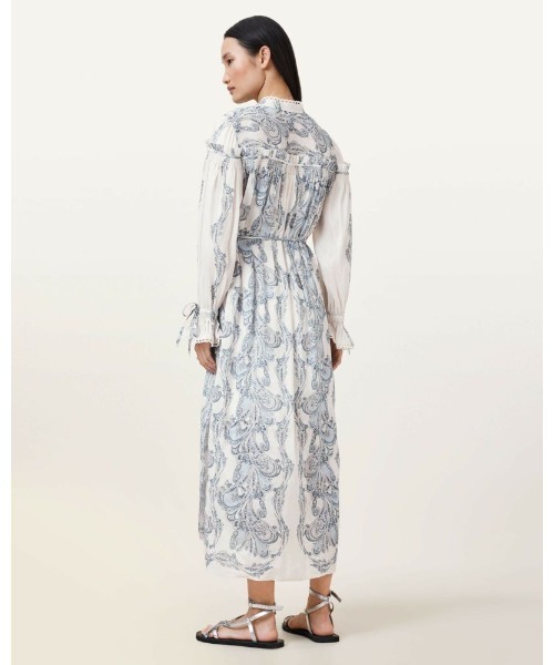 ALLSAINTS(オールセインツ)の「DELPHINE FLORAL PRINT MIDI SHIRT DRESS | DELPHINE フローラル プリント ミディ シャツ ドレス・ワンピース(シャツワンピース・レディース・ブルー系その他・10/4/6/8)」の4枚目の写真