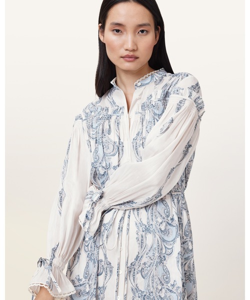 ALLSAINTS(オールセインツ)の「DELPHINE FLORAL PRINT MIDI SHIRT DRESS | DELPHINE フローラル プリント ミディ シャツ ドレス・ワンピース(シャツワンピース・レディース・ブルー系その他・10/4/6/8/12)」の4枚目の写真