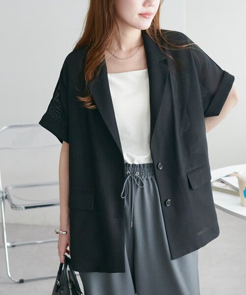 新色追加!》メッシュ半袖テーラードジャケット（テーラードジャケット