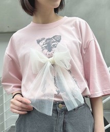 F i.n.t | チュールリボン付きシュナウザープリントビッグＴシャツ(Tシャツ/カットソー)