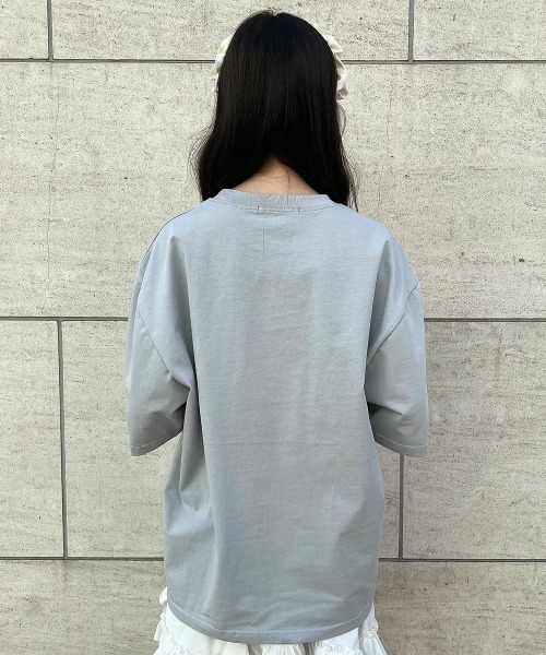 F i.n.t（フィント）の「チュールリボン付きシュナウザープリントビッグＴシャツ【1枚で快適】/fint　フィント（Tシャツ/カットソー・レディース・グレー/アイボリー/ライトピンク/ブルーグレー・FREE）」の12枚目の写真