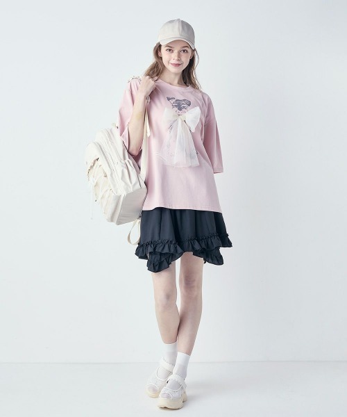 F i.n.t（フィント）の「チュールリボン付きシュナウザープリントビッグＴシャツ【1枚で快適】/fint　フィント（Tシャツ/カットソー・レディース・グレー/アイボリー/ライトピンク/ブルーグレー・FREE）」の19枚目の写真