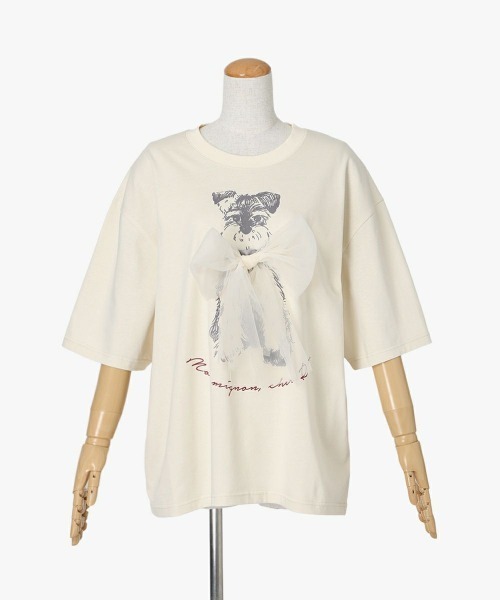 F i.n.t（フィント）の「チュールリボン付きシュナウザープリントビッグＴシャツ【1枚で快適】/fint　フィント（Tシャツ/カットソー・レディース・グレー/アイボリー/ライトピンク/ブルーグレー・FREE）」の21枚目の写真