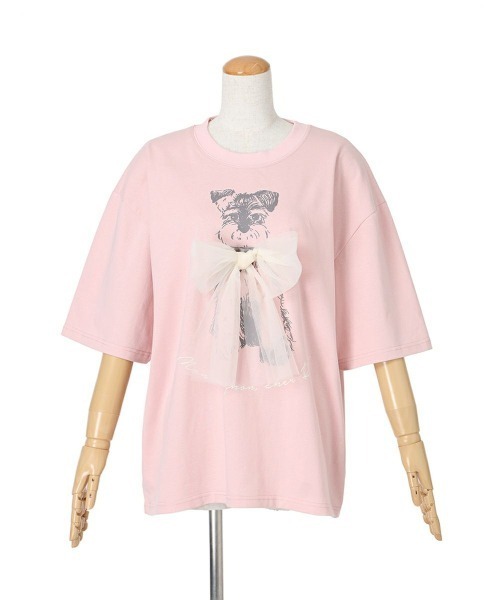 F i.n.t（フィント）の「チュールリボン付きシュナウザープリントビッグＴシャツ【1枚で快適】/fint　フィント（Tシャツ/カットソー・レディース・グレー/アイボリー/ライトピンク/ブルーグレー・FREE）」の22枚目の写真