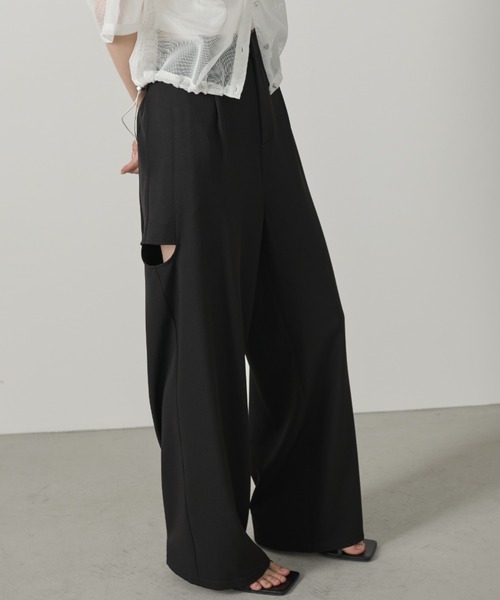 20aw niceness puaf スラックス CURVE STITCH EASY WIDE SLACKS /カーブステッチイージーワイド
