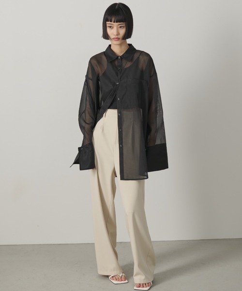 AIC. エーアイシー シースルー切替トップス/センタースリットスラックス AIC. エーアイシー シースルー切替トップス/センタースリット