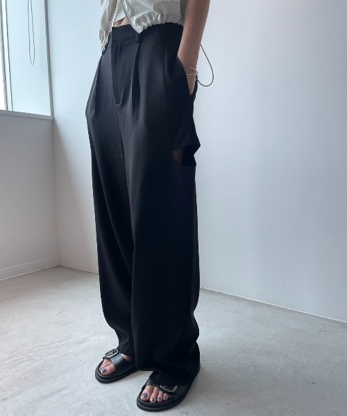 20aw niceness puaf スラックス HW slacks Black Denim｜ASEEDONCLOUD