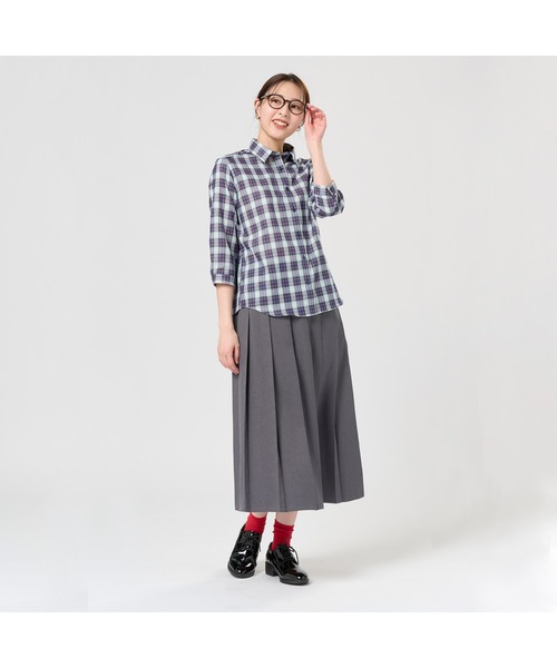 TOKYO SHIRTS(トウキョウシャツ)の「【Pitta Re:)】ふわっとガーゼシャツ 七分袖 綿100% レディースカジュアルシャツ(シャツ/ブラウス・レディース・ネイビー・LL/S/L/M)」の6枚目の写真