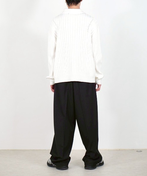 Chikashitsu +(チカシツプラス)の「【Chikashitsu +】rivet zip up knit(ニット/セーター・メンズ・ブラック/ホワイト・ONE SIZE)」の7枚目の写真