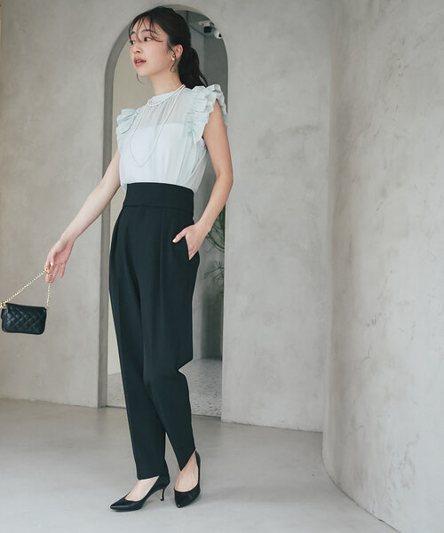 La boutique BonBon(ラブティックボンボン)の「【最強モテブラウス】フリルノースリブラウス(シャツ/ブラウス・レディース・ホワイト/ミント/ネイビー・FREE)」の4枚目の写真