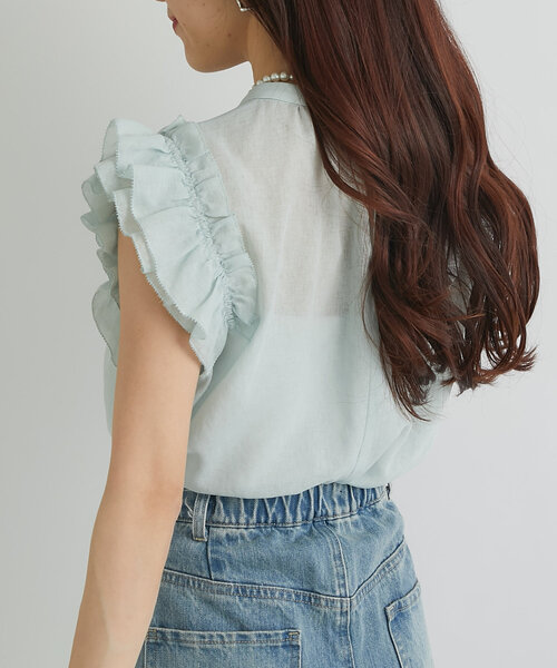 La boutique BonBon(ラブティックボンボン)の「【最強モテブラウス】フリルノースリブラウス(シャツ/ブラウス・レディース・ホワイト/ミント/ネイビー・FREE)」の9枚目の写真