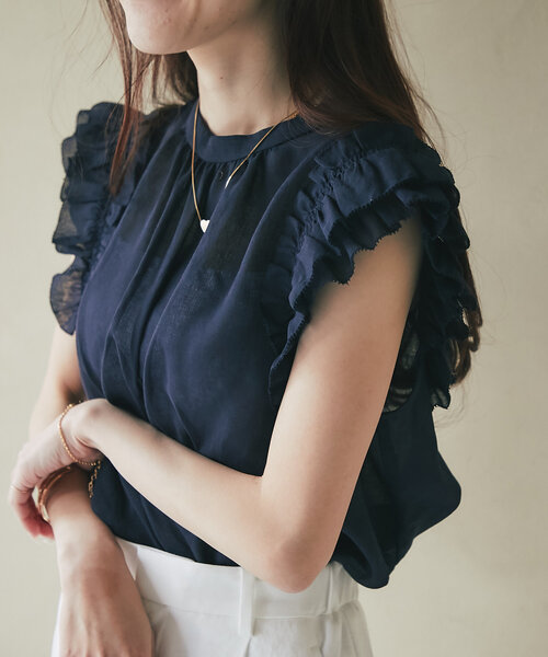 La boutique BonBon(ラブティックボンボン)の「【最強モテブラウス】フリルノースリブラウス(シャツ/ブラウス・レディース・ホワイト/ミント/ネイビー・FREE)」の16枚目の写真