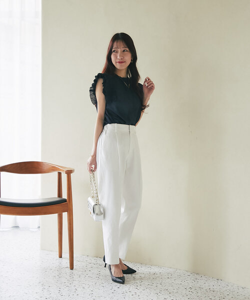 La boutique BonBon(ラブティックボンボン)の「【最強モテブラウス】フリルノースリブラウス(シャツ/ブラウス・レディース・ホワイト/ミント/ネイビー・FREE)」の18枚目の写真