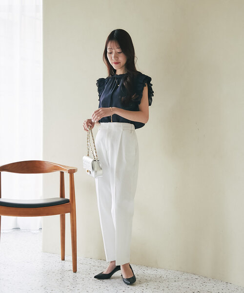 La boutique BonBon(ラブティックボンボン)の「【最強モテブラウス】フリルノースリブラウス(シャツ/ブラウス・レディース・ホワイト/ミント/ネイビー・FREE)」の19枚目の写真