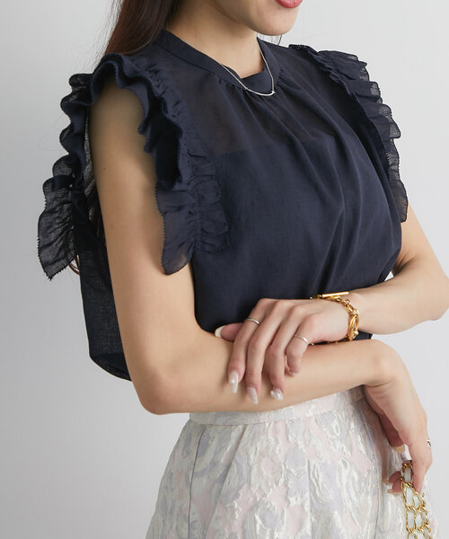 La boutique BonBon(ラブティックボンボン)の「【最強モテブラウス】フリルノースリブラウス(シャツ/ブラウス・レディース・ホワイト/ミント/ネイビー・FREE)」の22枚目の写真
