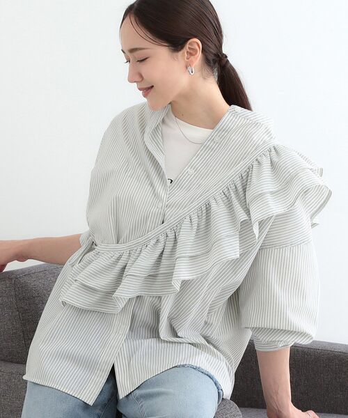 Cutie Blonde（キューティーブロンド）の「【3WAY】フリルサッシュ付きバンドカラーシャツ（シャツ/ブラウス・レディース・ホワイト/ホワイト系3・00）」の2枚目の写真