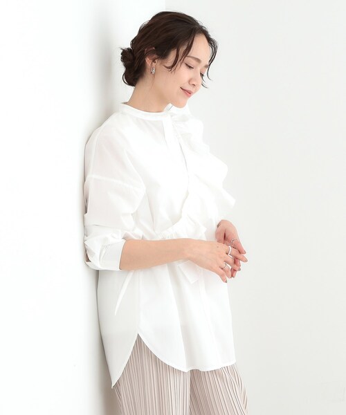 Cutie Blonde（キューティーブロンド）の「【3WAY】フリルサッシュ付きバンドカラーシャツ（シャツ/ブラウス・レディース・ホワイト/ホワイト系3・00）」の4枚目の写真