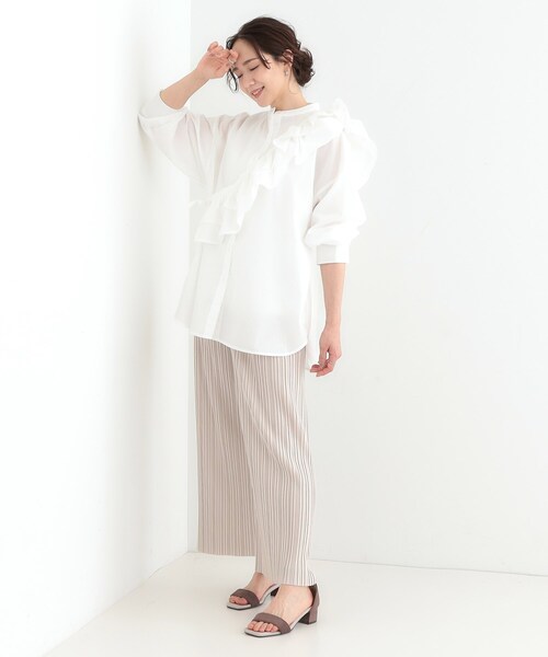 Cutie Blonde（キューティーブロンド）の「【3WAY】フリルサッシュ付きバンドカラーシャツ（シャツ/ブラウス・レディース・ホワイト/ホワイト系3・00）」の8枚目の写真