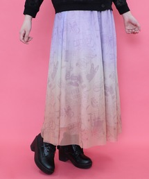 セール】551218：シアーチェック異素材切替 蝶刺繍スカート