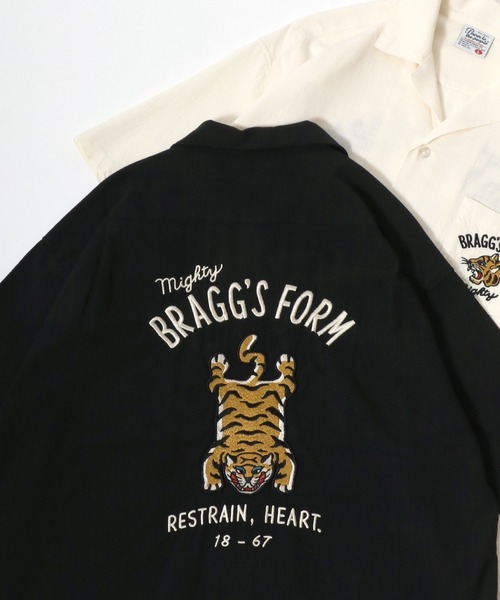 POWER TO THE PEOPLE（パワートゥーザピープル）の「POWER TO THE PEOPLE /パワートゥザピープル クリームソーダ タイガー バック刺繍半袖シャツ（シャツ/ブラウス・メンズ・ブラック/アイボリー/ホワイト系その他/ブラック系その他・LL/L/M）」の4枚目の写真