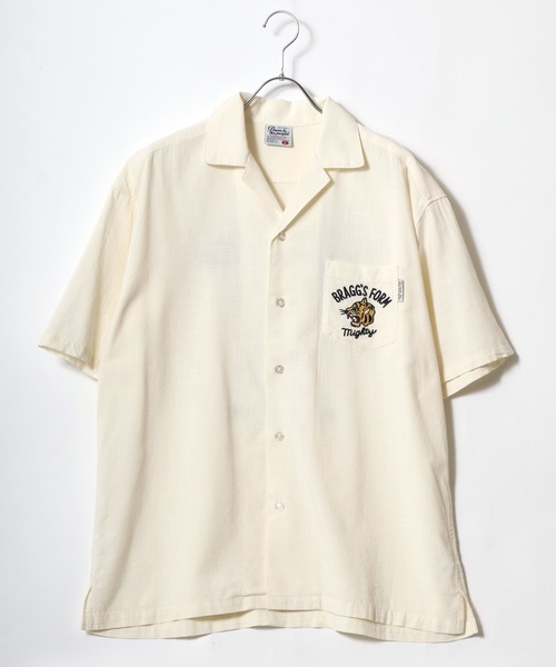 POWER TO THE PEOPLE（パワートゥーザピープル）の「POWER TO THE PEOPLE /パワートゥザピープル クリームソーダ タイガー バック刺繍半袖シャツ（シャツ/ブラウス・メンズ・ブラック/アイボリー/ホワイト系その他/ブラック系その他・LL/L/M）」の9枚目の写真