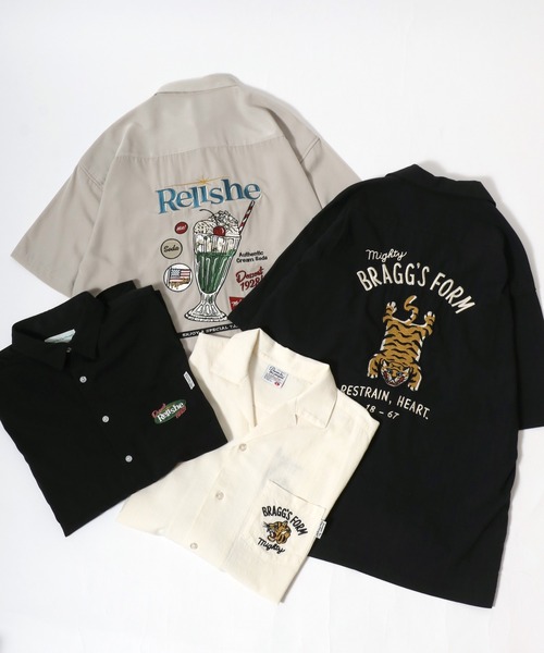 POWER TO THE PEOPLE（パワートゥーザピープル）の「POWER TO THE PEOPLE /パワートゥザピープル クリームソーダ タイガー バック刺繍半袖シャツ（シャツ/ブラウス・メンズ・ブラック/アイボリー/ホワイト系その他/ブラック系その他・LL/L/M）」の21枚目の写真