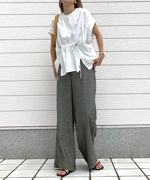 tシャツ ウエストギャザーデザインプルオーバー レディース セール】ウエストギャザーデザインプルオーバー（Tシャツ