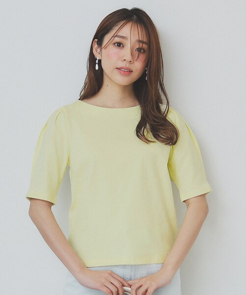 index（インデックス）の「《10色展開/XS-LLサイズ》コットンスムースタックスリーブトップス【UV/接触冷感/洗濯機洗い可】（Tシャツ/カットソー・レディース・サックスブルー/ブラック系7/ブラウン系その他5/オフホワイト/ナチュラル/ホワイト系5/ライトイエロー系/ネイビー/チャコール/ピンク系1・34/36/38/40/42）」の20枚目の写真