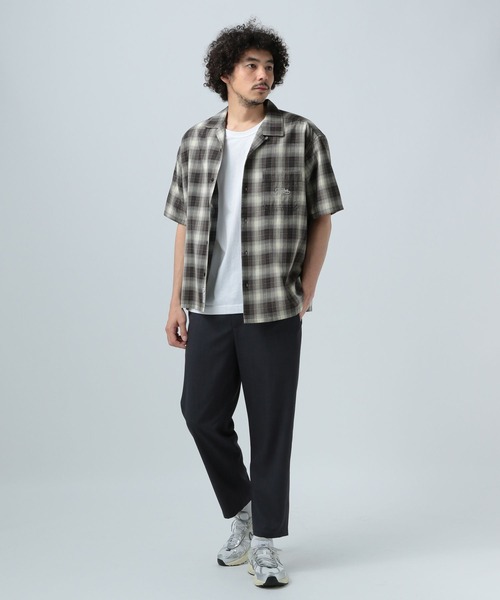 BAYFLOW（ベイフロー）の「[ヴィンテージライク] オープンカラー半袖チェックシャツ（シャツ/ブラウス・メンズ・グリーン/ブルー/ブラック/レッド・MEDIUM/LARGE）」の8枚目の写真